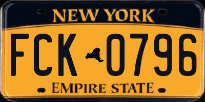 NY license plate FCK0796