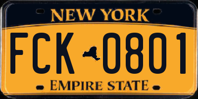 NY license plate FCK0801