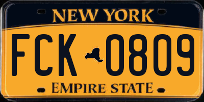NY license plate FCK0809