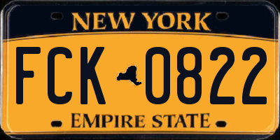 NY license plate FCK0822