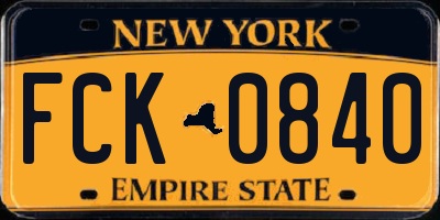 NY license plate FCK0840