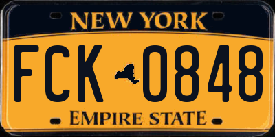NY license plate FCK0848