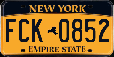 NY license plate FCK0852