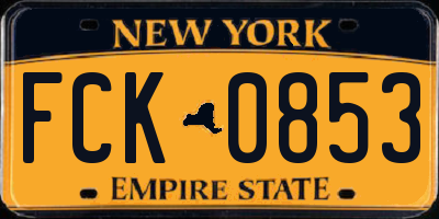 NY license plate FCK0853
