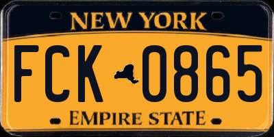 NY license plate FCK0865