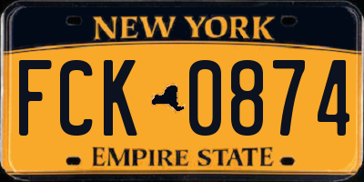 NY license plate FCK0874