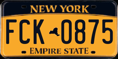 NY license plate FCK0875