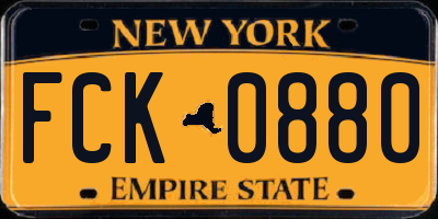 NY license plate FCK0880