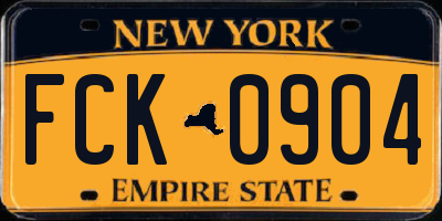 NY license plate FCK0904
