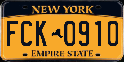 NY license plate FCK0910