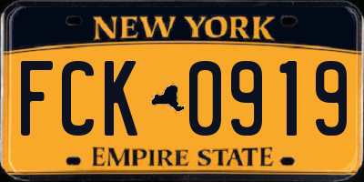 NY license plate FCK0919