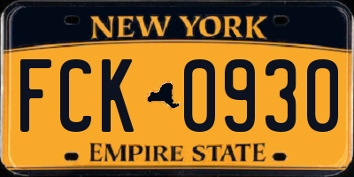 NY license plate FCK0930