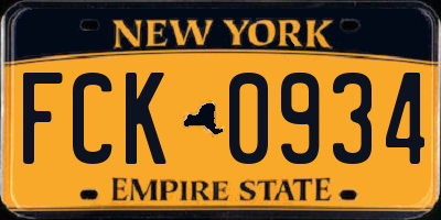 NY license plate FCK0934