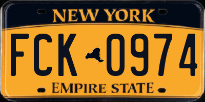 NY license plate FCK0974