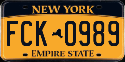 NY license plate FCK0989