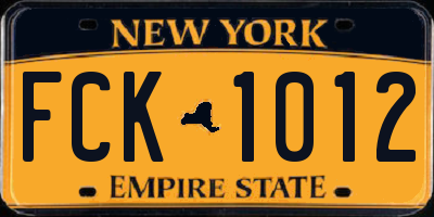 NY license plate FCK1012