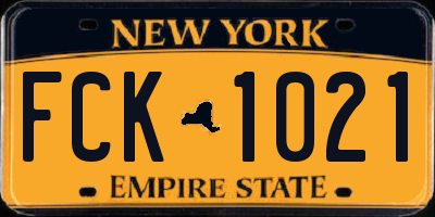 NY license plate FCK1021
