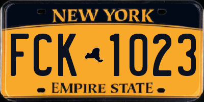 NY license plate FCK1023