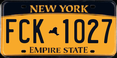 NY license plate FCK1027