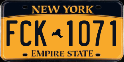 NY license plate FCK1071