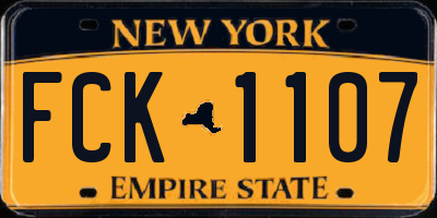 NY license plate FCK1107