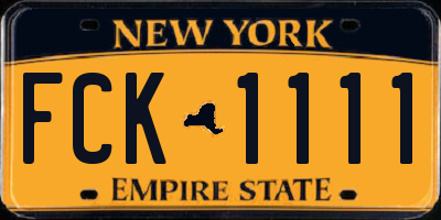 NY license plate FCK1111