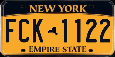 NY license plate FCK1122