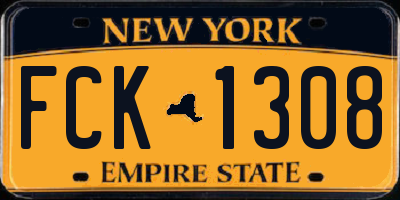 NY license plate FCK1308