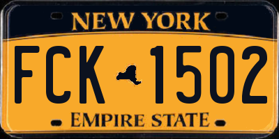 NY license plate FCK1502
