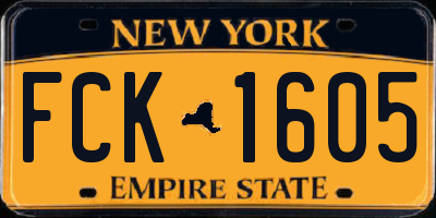 NY license plate FCK1605