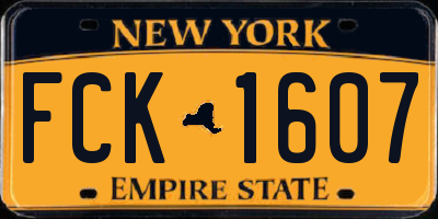 NY license plate FCK1607