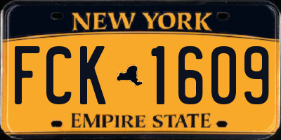 NY license plate FCK1609