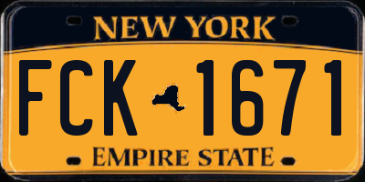 NY license plate FCK1671