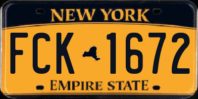 NY license plate FCK1672
