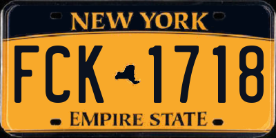 NY license plate FCK1718