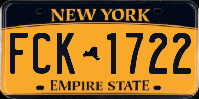 NY license plate FCK1722