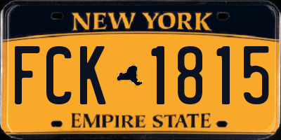 NY license plate FCK1815