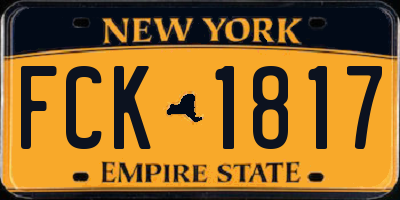 NY license plate FCK1817