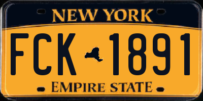 NY license plate FCK1891
