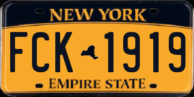 NY license plate FCK1919