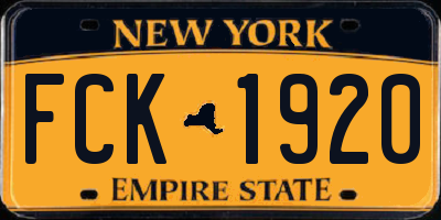 NY license plate FCK1920
