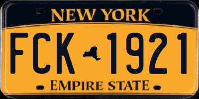 NY license plate FCK1921