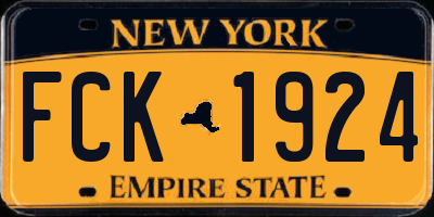 NY license plate FCK1924