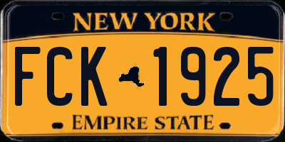 NY license plate FCK1925