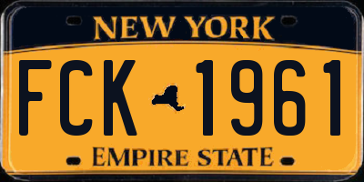 NY license plate FCK1961