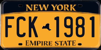 NY license plate FCK1981