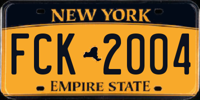 NY license plate FCK2004