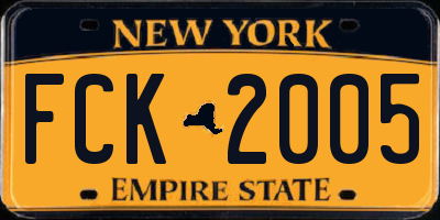 NY license plate FCK2005