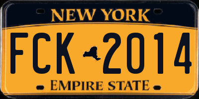 NY license plate FCK2014
