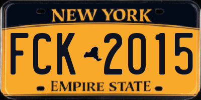 NY license plate FCK2015